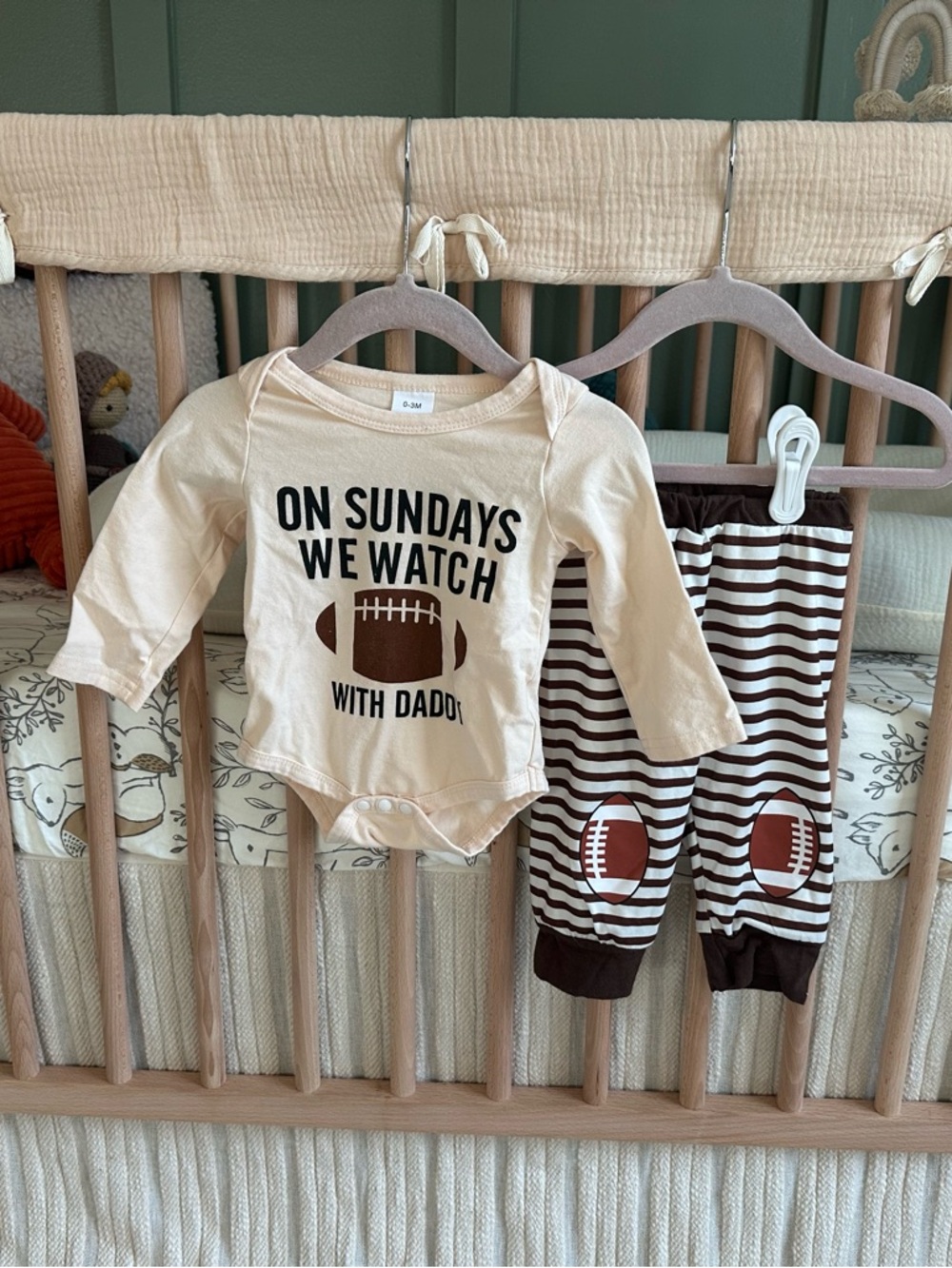 On Sundays We Watch Football With Daddy Baby Boy Matching Outfit Set